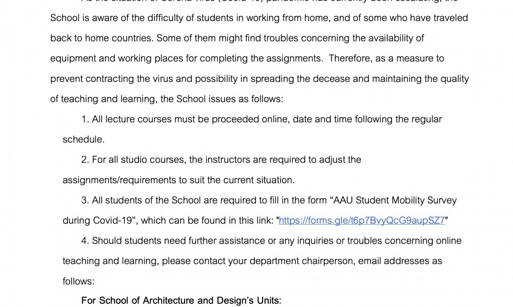 Announcement No.3/2020 Procedure for Teaching and Learning and Guideline for Students Announcement No.3/2020 Procedure for Teaching and Learning and Guideline for Students